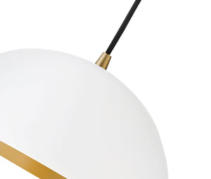 Lou 1L Pendant, Matte White w/ Lacquered Brass - 83307MW